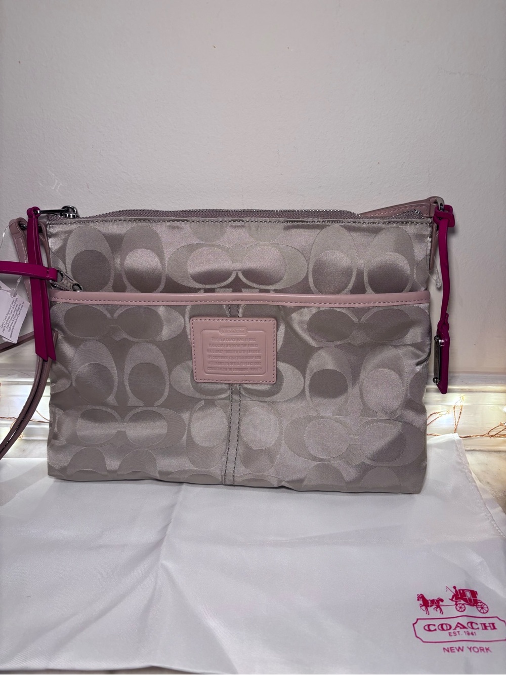 Coach Legacy Nylon Exterior Crossbody Bag with Pink Trim NWT